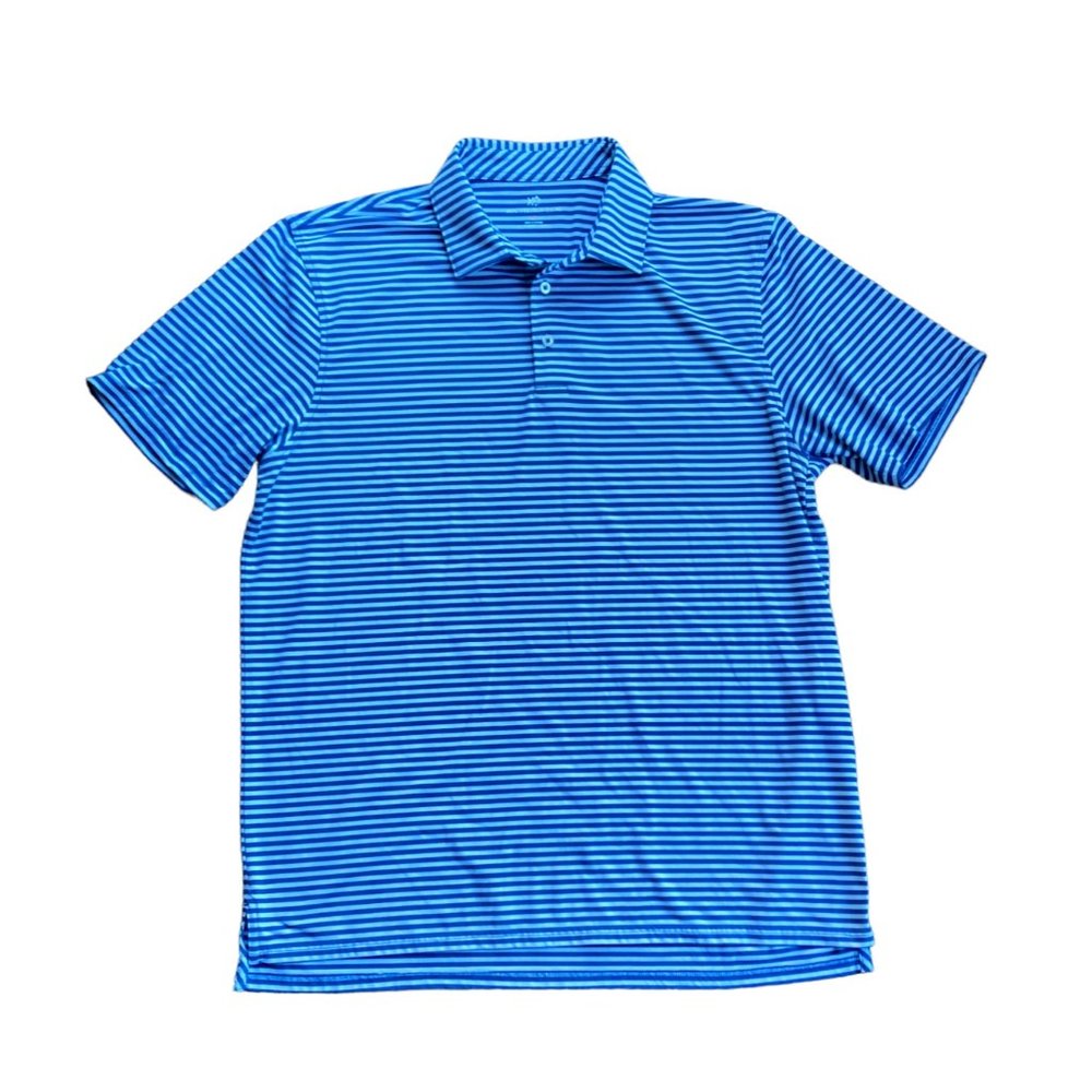 Southern Tide Mens short Sleeve Polo Shirt XL Stripe Performance golf blue